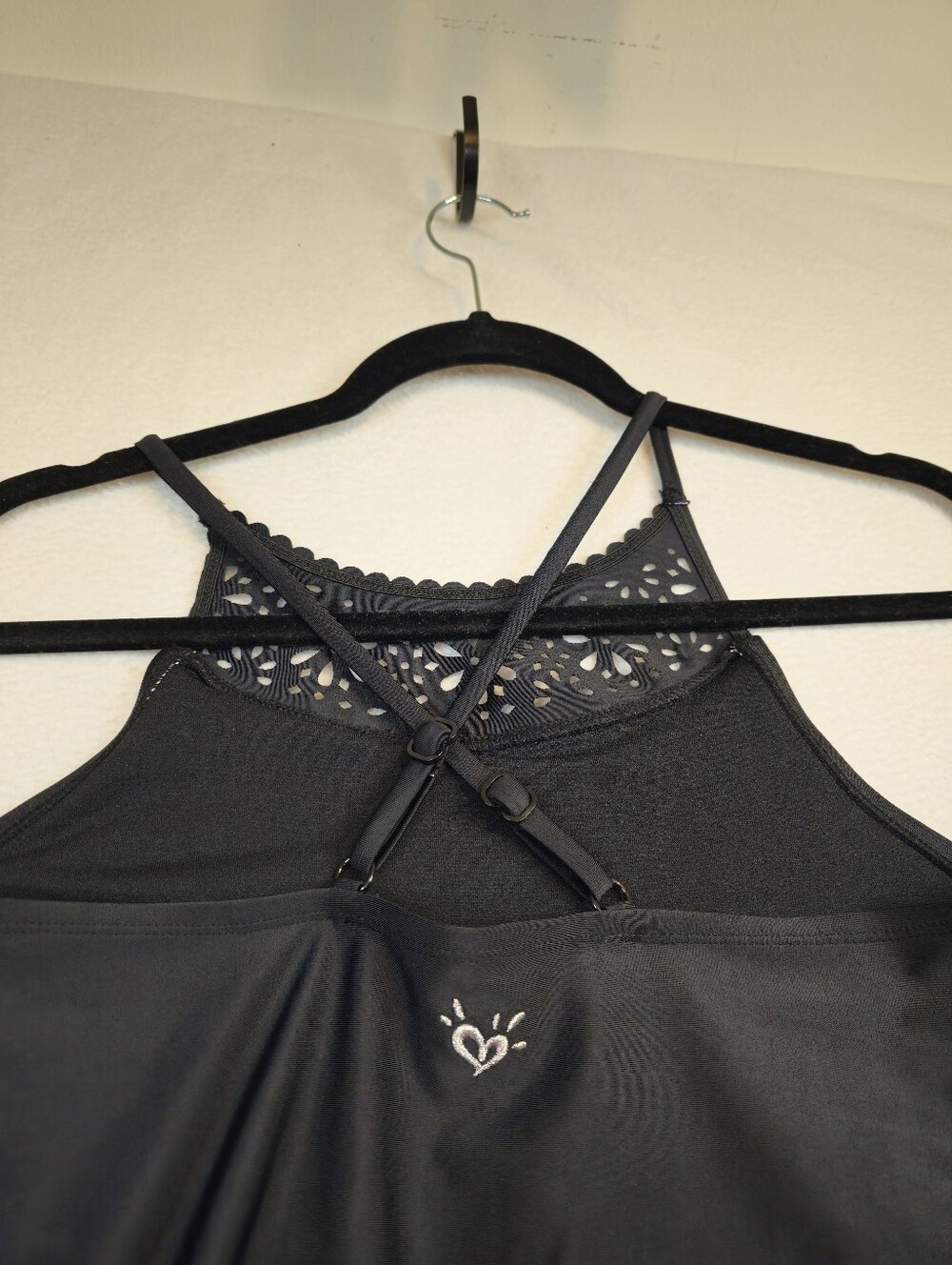 Justice Black High-Neck One-Piece Swimsuit with Laser-Cut Detail Girls Size 16 - Picture 8 of 9
